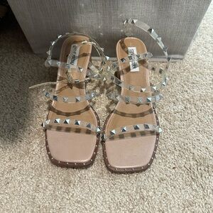Steve Madden Women's Studded Sandals - Clear and Tan